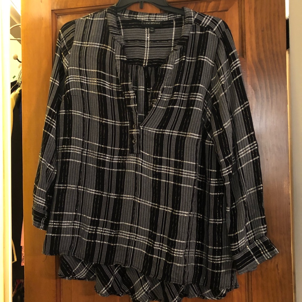 LANE BRYANT FLANNEL TOP IN EUC SIZE 14/16